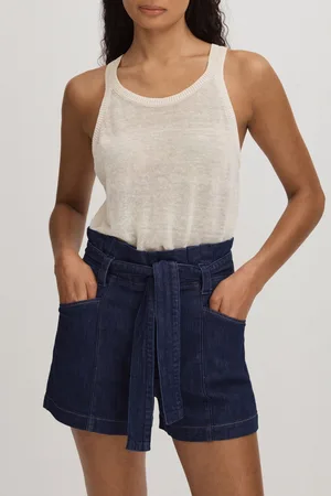 Paige Womens Belted Denim Shorts