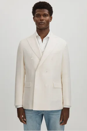 Oscar Jacobson Linen-Wool Twill Double Breasted Blazer 38