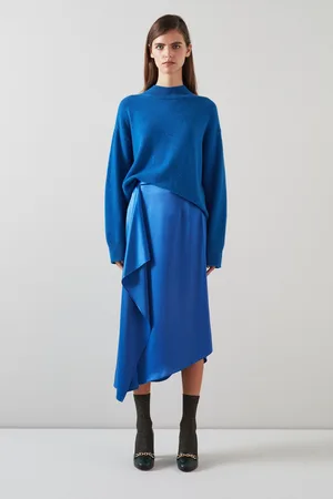 LK Bennett Womens Zoe Satin Waterfall Front Skirt