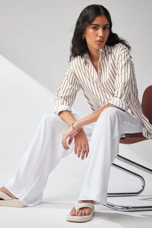 Next Womens Neutral/White Stripe Oversized Shirt