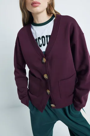 River Island Red V-Neck Sweat Cardigan M