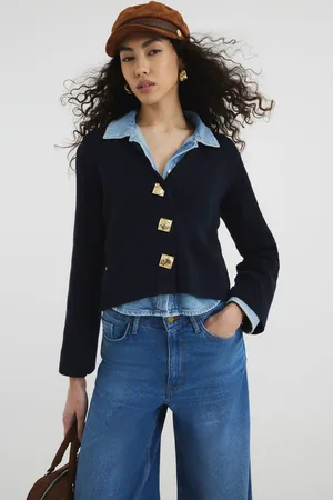 River Island Blue Asymmetric Tipped Cardigan M