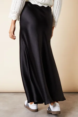 Threadbare Womens Dark Maxi Satin Slip Skirt