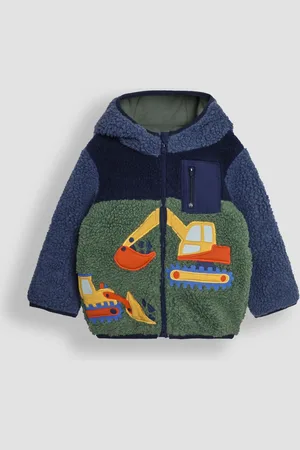 JoJo Maman Bébé Boys Hooded Appliqué Teddy Fleece
