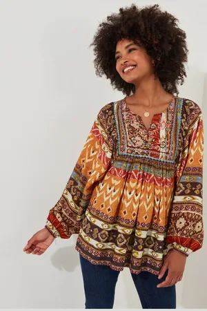 Joe Browns Womens Boho Beaded Balloon Sleeve Blouse