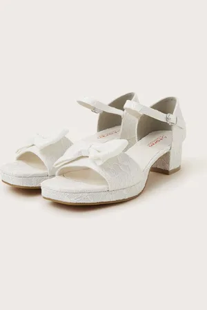 Monsoon Natural Bow Lace Heeled Sandals AU 2 (EU 34)
