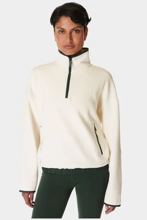Sweaty Betty Womens Cream Mallow Half Zip Pullover Sweat Top