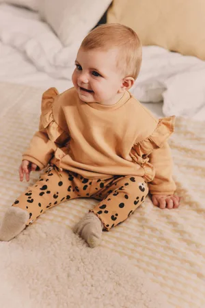 Next Girls Tan Leopard Print Cosy Baby Sweatshirt And Leggings 2 Piece Set