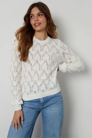 Threadbare Womens Crew Neck Crochet Knit Jumper
