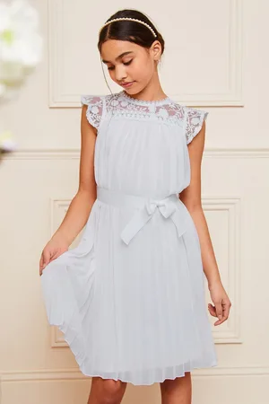 Lipsy London Girls Lace Yolk Pleated Occasion Dress