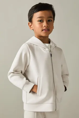 Reiss Boys Cement Harrison 3-9 yrs Zipped Interlock-Jersey Hoodie