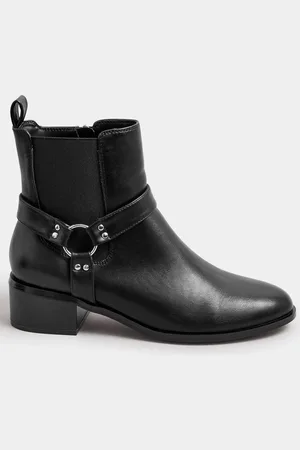 Long Tall Sally Black Harness Biker Ankle Boots AU 10 (EU 41)