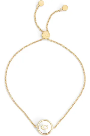 Coach Gold Tone Signature Mother of Pearl Coin Slider Bracelet One
