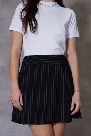 Threadbare Womens Pleated A-Line Mini Skirt