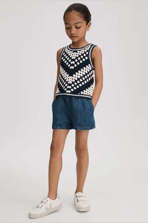 Reiss Girls Ivory Sabrina 4-9 yrs Crochet Cotton Crew Neck Vest