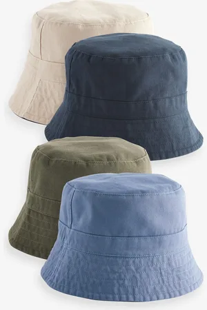 Next Mens Navy /Khaki Green Reversible Bucket 100% Cotton Hat 2 Pack