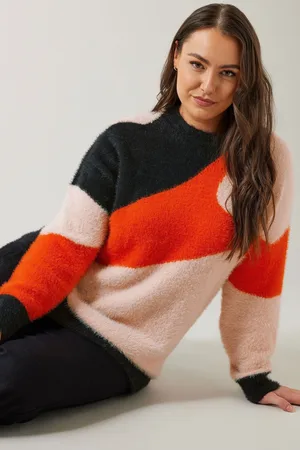 Evans Womens Cat Feather Colourblock Jumper