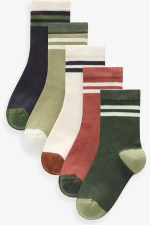 Next Boys Earthy Tipped Stripes Print Cotton Rich Socks 5 Pack