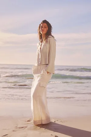 Next Womens Column Midi Skirt with Linen