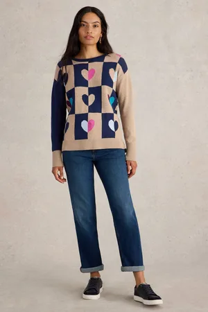 White Stuff Womens City Check Heart Jumper