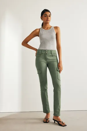 Next Womens Khaki Lift Slim And Shape Cargo Slim Jeans