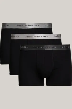 Tommy Hilfiger Mens Signature Essential Waistband Black Trunks 3 Pack