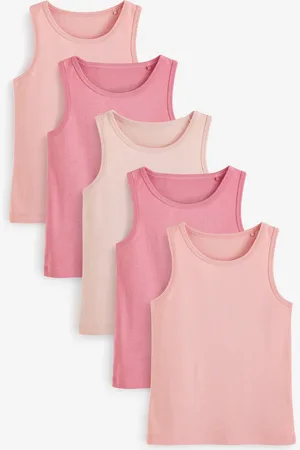 Next Girls Multi Pastel 100% Cotton Vests 5 Pack (1.5-16yrs)