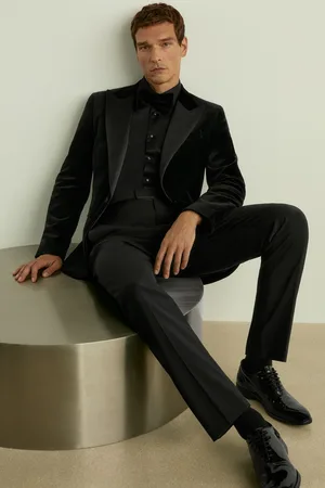Reiss Mens Diamond Velvet Single-Breasted Tuxedo Jacket
