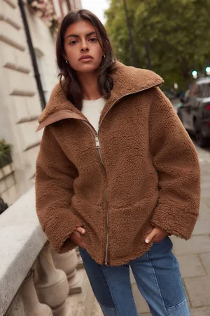 Next Womens Tan Teddy Borg Jacket