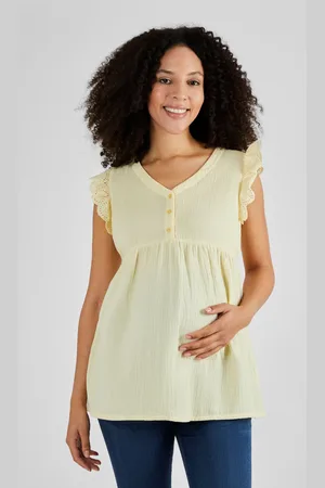 JoJo Maman Bébé Womens Broderie Flutter Sleeve Maternity Blouse