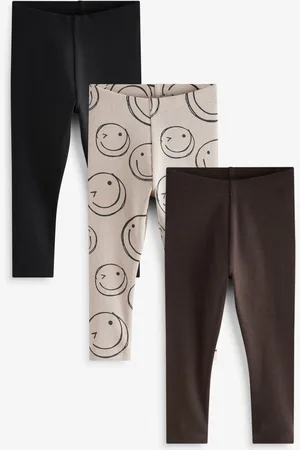 Next Boys /Brown Happy All Over Print Ribbed Leggings 3 Pack (3mths-7yrs)