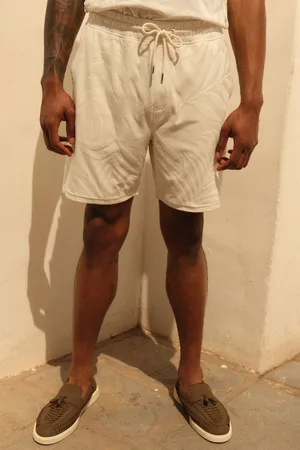 Next Mens Ecru Textured Floral Jersey Shorts