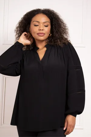 Live Unlimited London Womens Curve Boho Blouse With Ladder Trim Detail