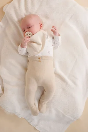 Purebaby Textured Knit Footed 100% Cotton Leggings