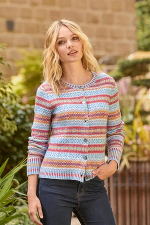 Joe Browns Womens Vintage-Inspired Striped Fair Isle Knit Cropped Cardigan