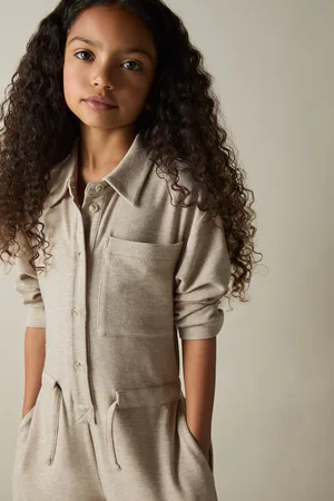 Reiss Oatmeal Rita 9-13 yrs Jersey Mélange Drawstring Boilersuit 12