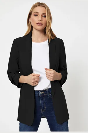 Pieces® Womens Ruched Sleeve Blazer