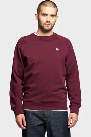 Penfield Mens Burgundy Red Bear Chest Badge Crew 100% Cotton Sweatshirt