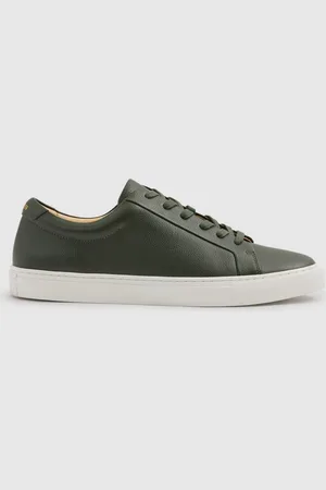 Reiss Mens Forest Luca Tumbled Grained Leather Trainers