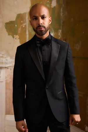 Next Mens Slim Fit Glitter Tuxedo Suit Jacket