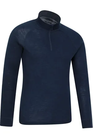 Mountain Warehouse Blue Mens Merino Quarter Zip Thermal Top M