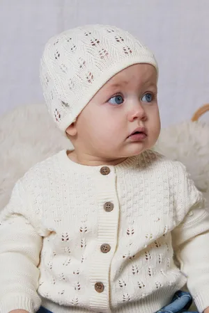 The Little Tailor 100% Cotton Pointelle Knitted Baby Hat