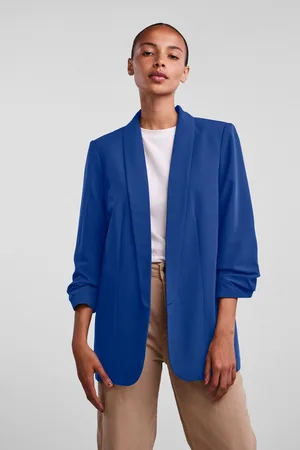Pieces® Womens Relaxed Ruched Sleeve Workwear Blazer