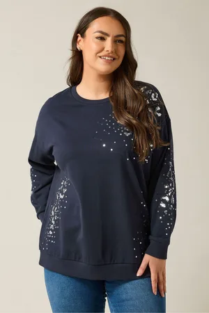 Evans Blue Animal Print Sequin Sweat Top AU 22-24