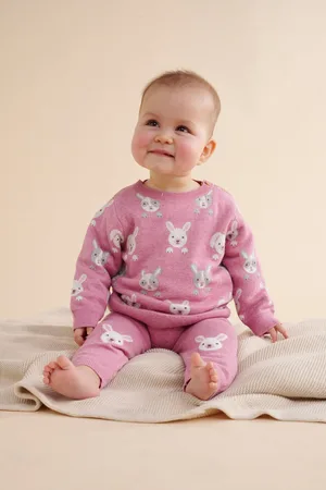 Purebaby Girls Animal Print Cozy Jumper