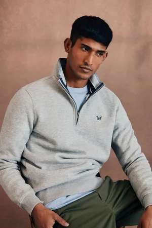 Crew Clothing Company Mens Blue Classic Quarter Zip Sweatshirt