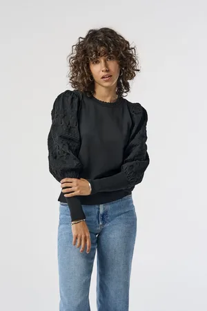 ONLY Womens Puff Sleeve Lace Detail Jumper
