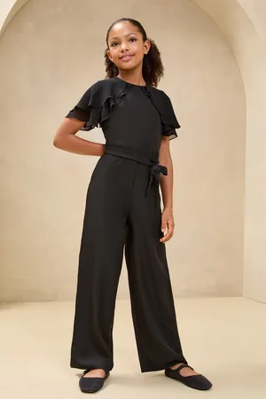 Lipsy London Black Layered Flutter Sleeve Jumpsuit (5-16yrs) 5 Years (110cm)