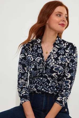 Joe Browns Womens Floral Twist Front Collared Jersey Top