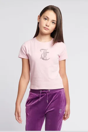 Juicy Couture Girls Girls Tonal Diamante Fitted 100% Cotton T-Shirt